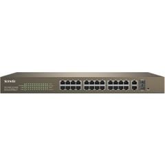 Tenda TEF1226P-24-370W 24 Port Poe+ 10-100 2 Port 10-100-1000 2 Port SFP Switch Çelik Kasa Rack