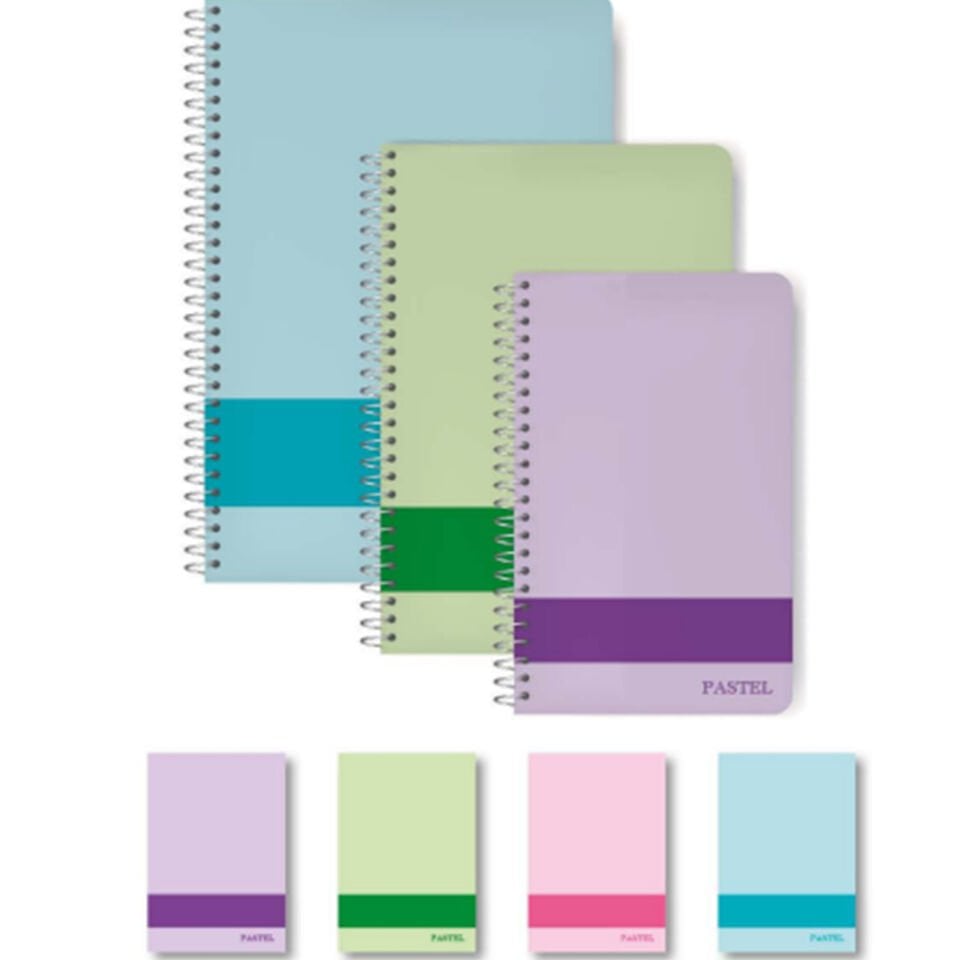 Elma Spiralli Sert Kapak Defter Pastel 17x24 120 YP Kareli