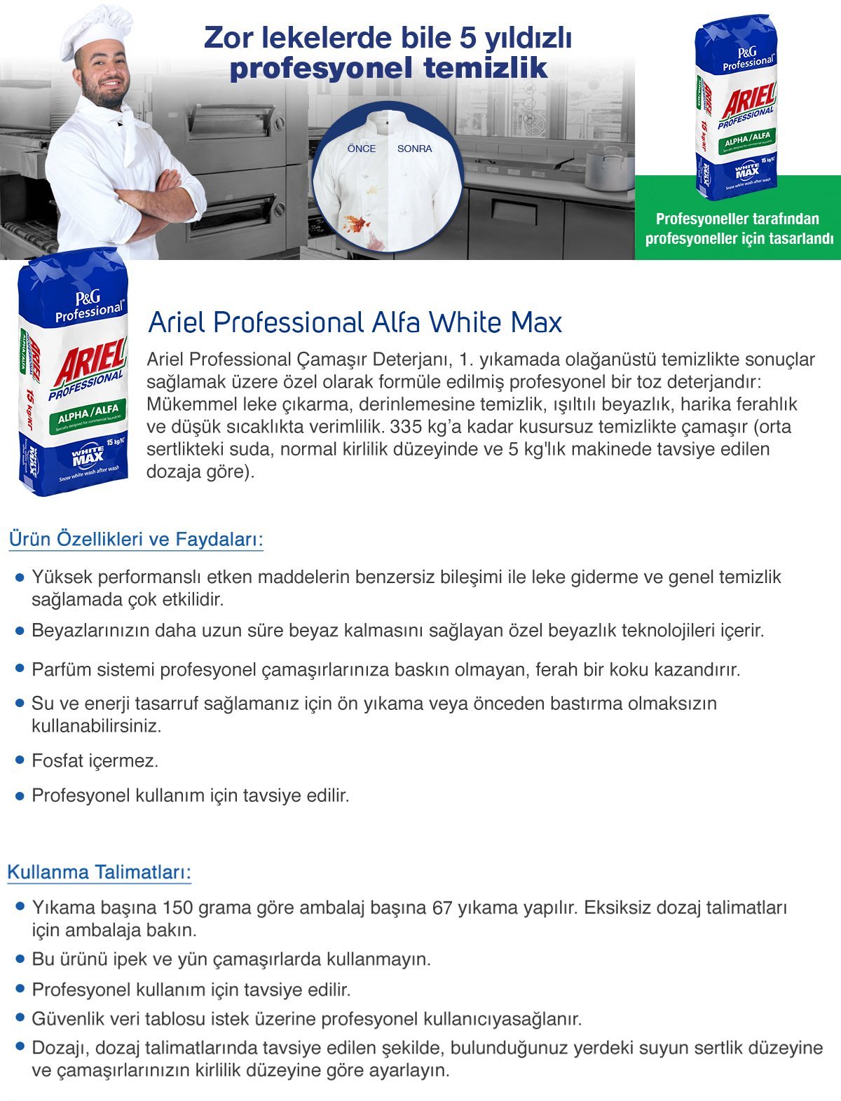 Ariel Professional Alfa White Max 15 Kg