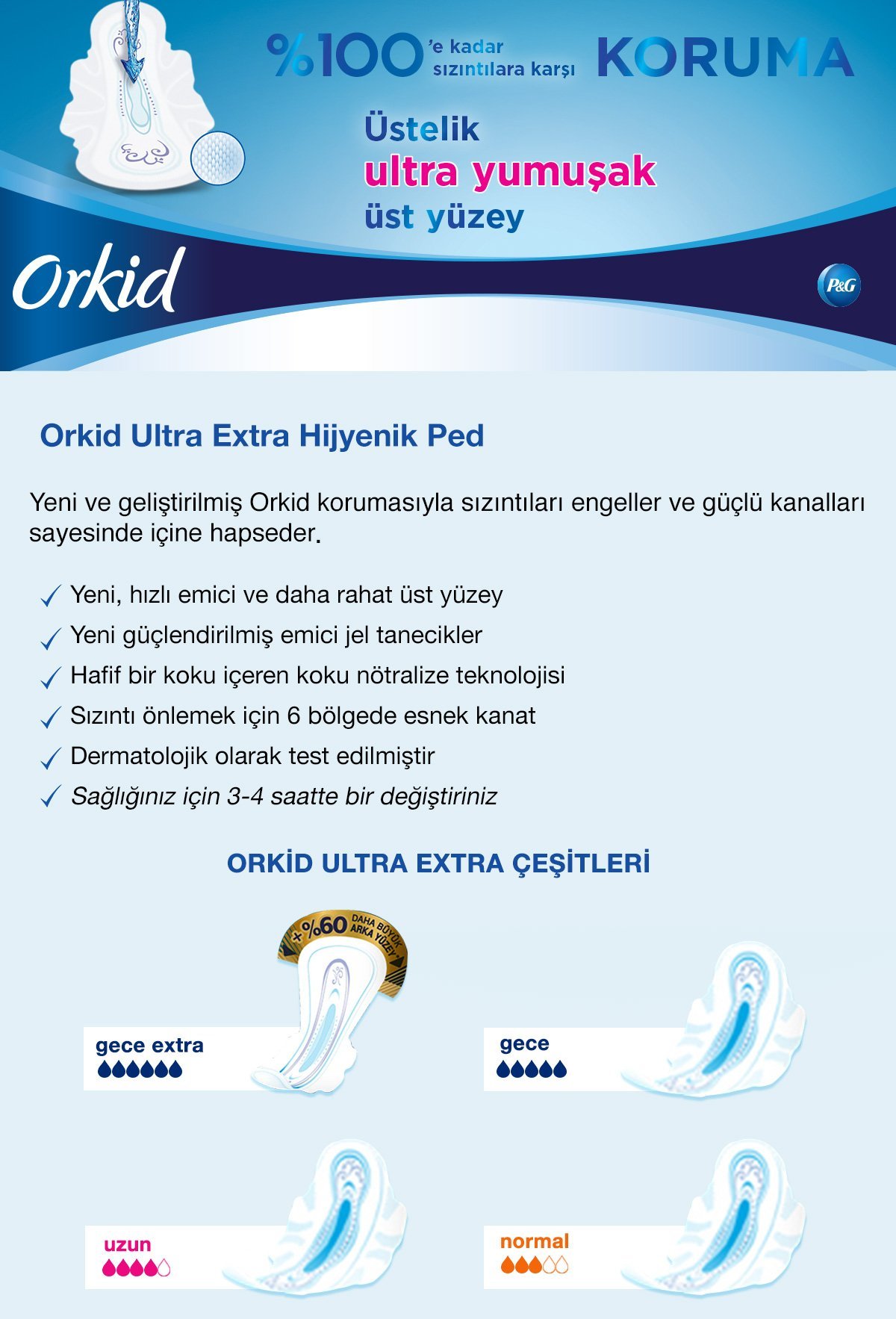 Orkid Ultra Extra Hijyenik Ped Normal Tekli Paket 8'li