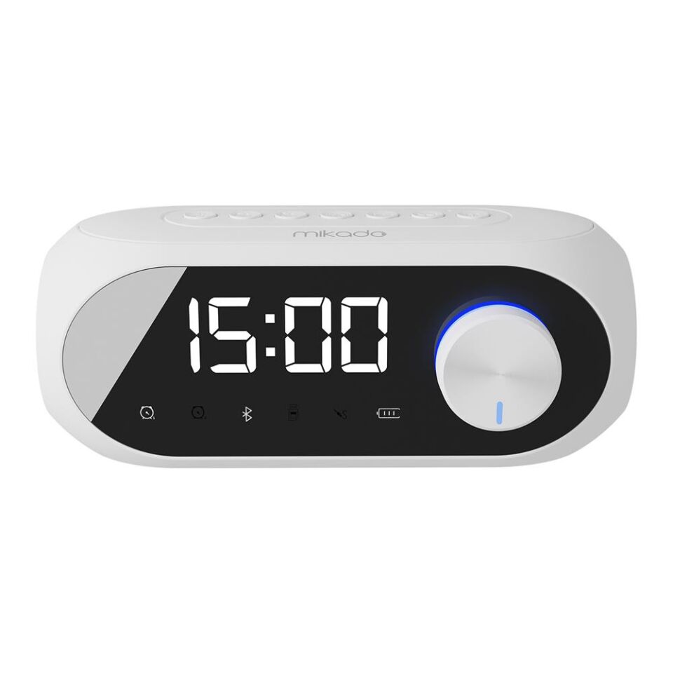 Mikado MD-W7 1200mAh 5W Beyaz Bluetooth-Aux-Derece-Usb-FM (RADYO) Alarmlı Saat Speaker Speaker