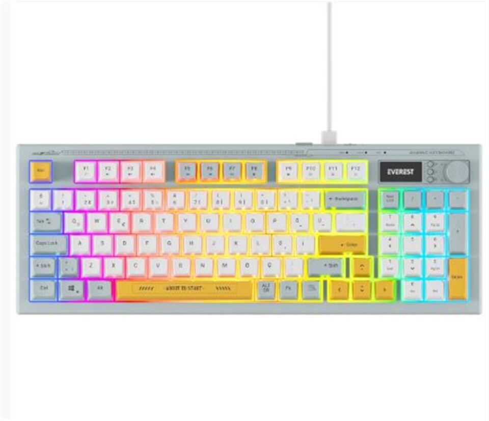 Everest KB-79 SILENT PRO Mavi-Beyaz-Sarı SESSİZ RGB Q Membrane Oyuncu Klavyesi
