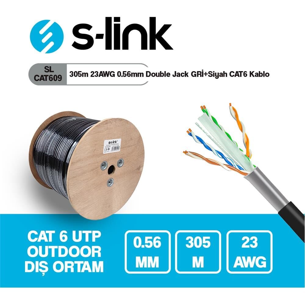 Feny FN-CAT690 305 Metre 23AWG 0,57MM Çift Ceket Gold Dış Mekan Cat6 UTP Kablo