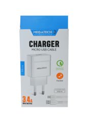 Megatech CC-03 3.4A Micro Usb Kablo+ Ev Şarj Adaptörü Hızlı Şarj
