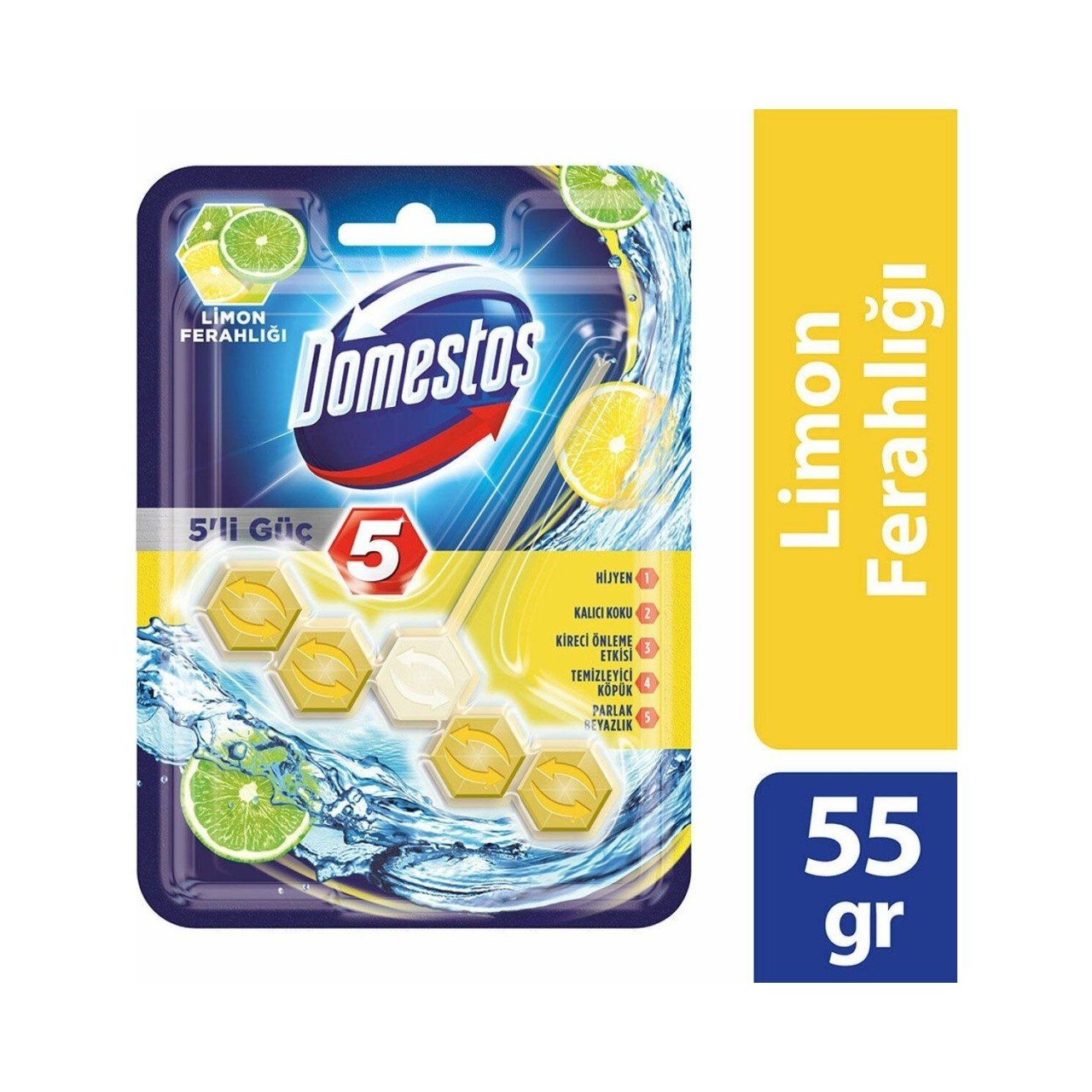 Domestos 5'li Güç Limon Ferahlığı Wc Blok 55 Gr