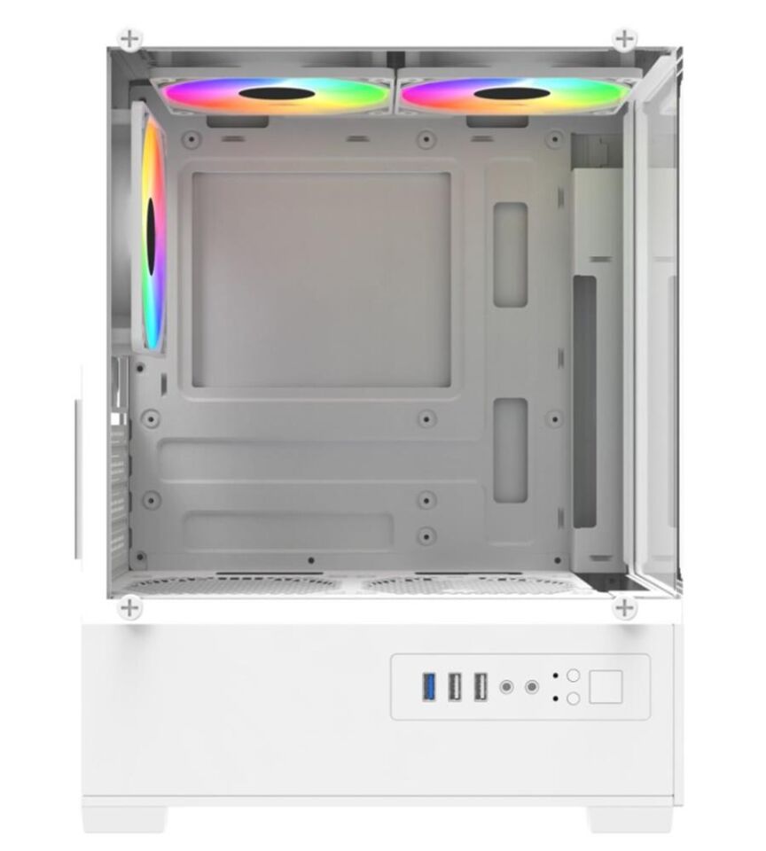 PowerBoost PB-M5001W 500w 3-12cm Rainbow Fanlı USB 3.0 Seaview M-ATX Gaming Beyaz Kasa