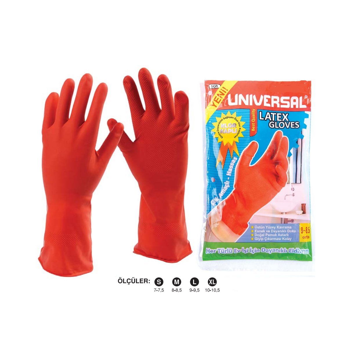 Universal Lateks Bulaşık Eldiveni 8-8,5 Beden