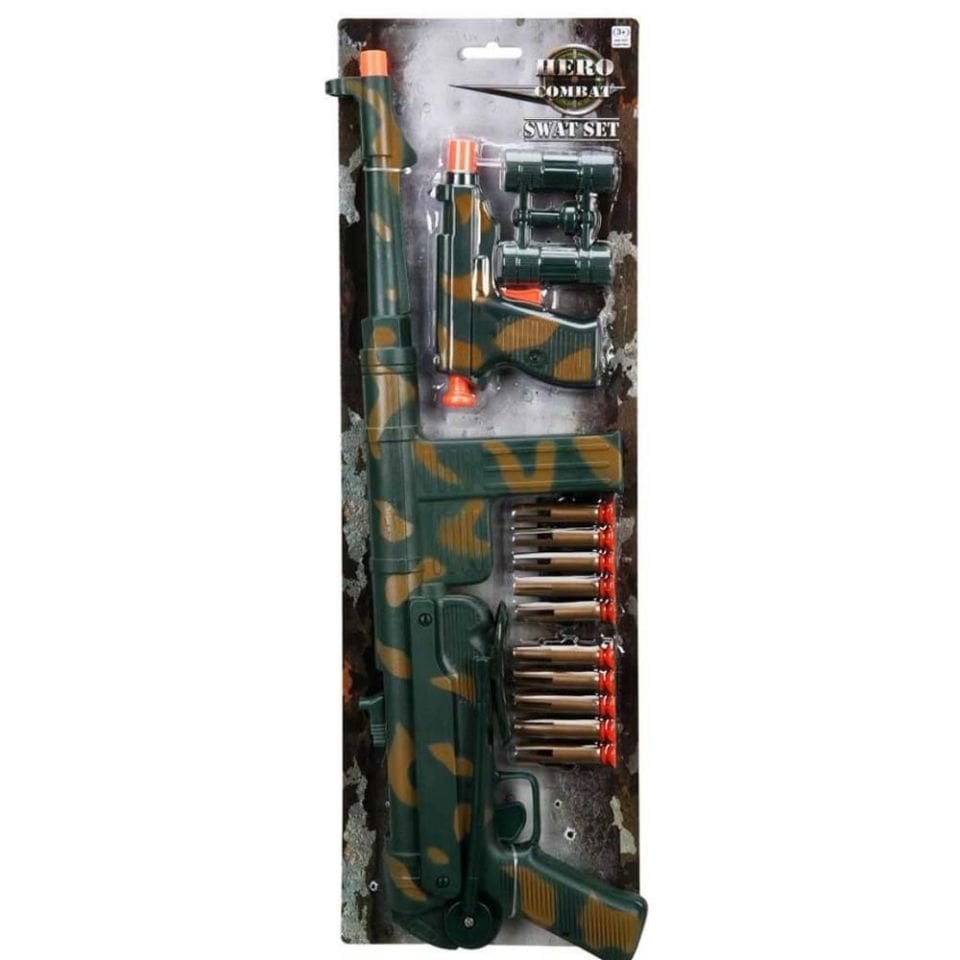 Sunman Asker Silah Set Mp40 Tüfek/Tabanca/Dürbün 10 Mermili