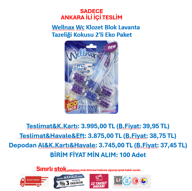 Wellnax Wc Klozet Blok Lavanta Tazeliği Kokusu 2'li Eko Paket t.01
