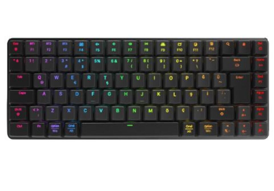 Rampage W-GRANITE Siyah-Gri Low Profile BLUE SWITCH Mekanik Gaming Oyuncu Klavye Q RGB 2,4 ghz+ BT