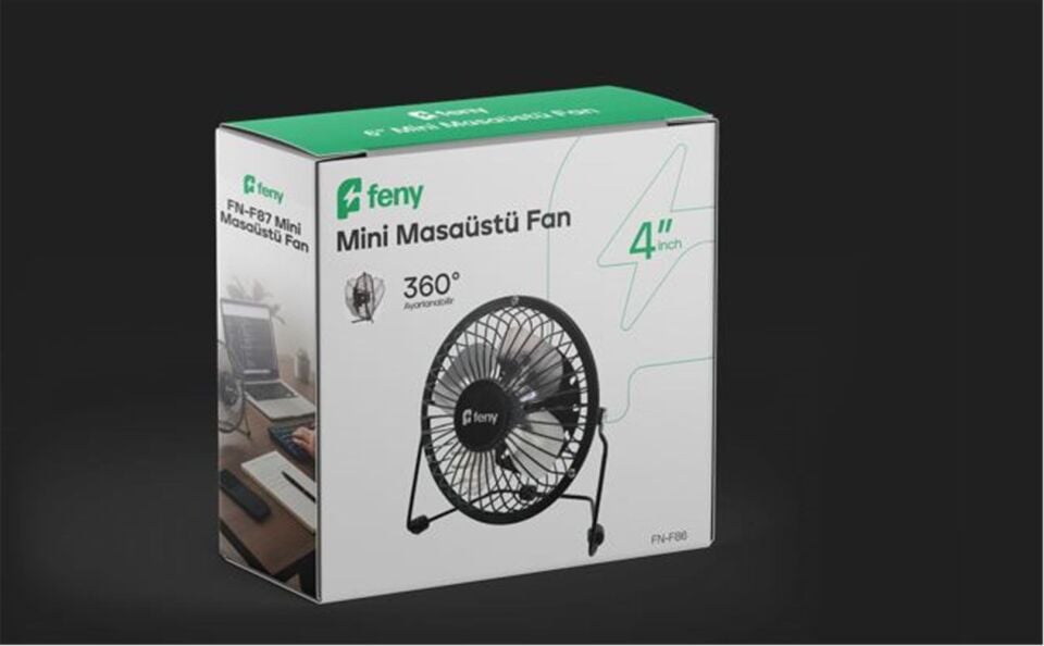 Feny FN-F86 Metal 360 Derece Dönebilen 4'' Mini Masaüstü Fan