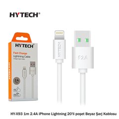 Hytech HY-X93 1m 2.A iPhone Lightning Beyaz Şarj Kablosu