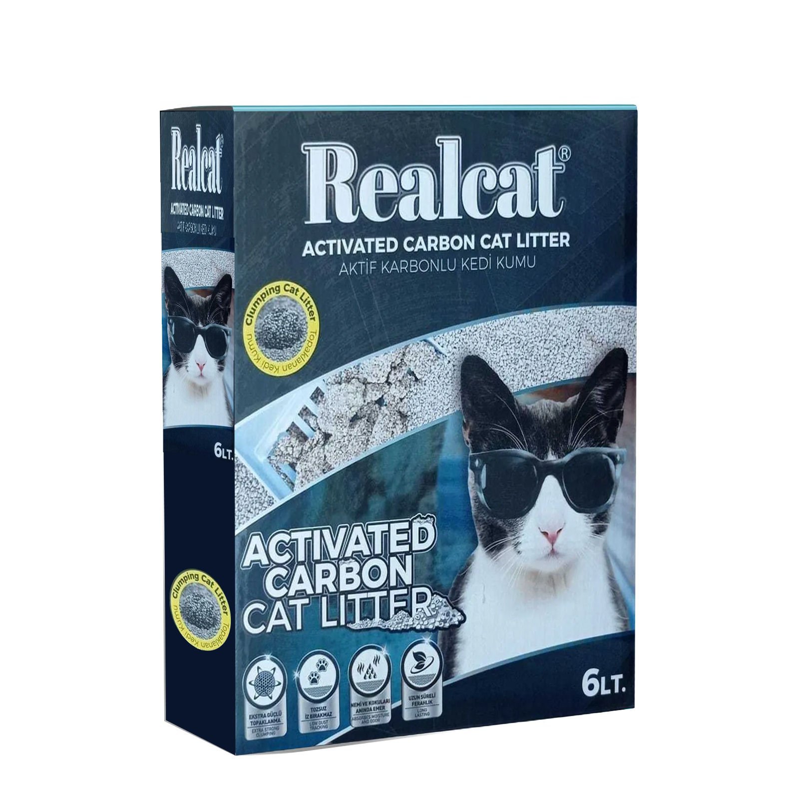 RealCat Aktif Karbonlu Topaklanan Kedi Kumu 6 Lt