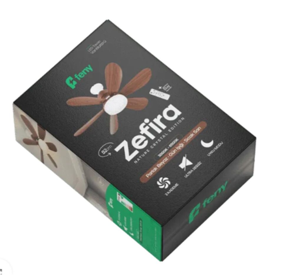 Feny Fn-F84 Zefira 3 Kademe Ultra Sessiz Uyku Mod 3000k-6500K Kristal Led Tavan Vantilatörü Kumanda