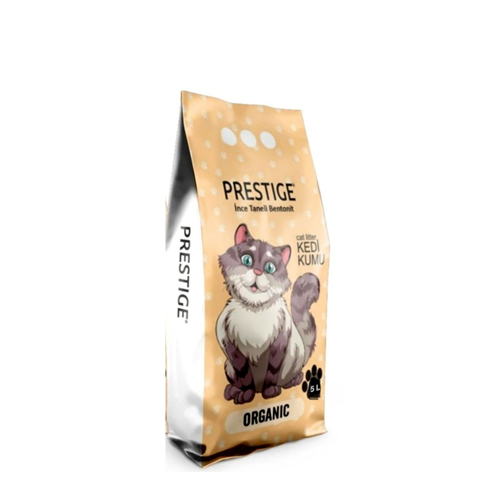 Prestige Doğal Kokusuz İnce Taneli Topaklaşan Bentonit Kedi Kumu 5 Lt