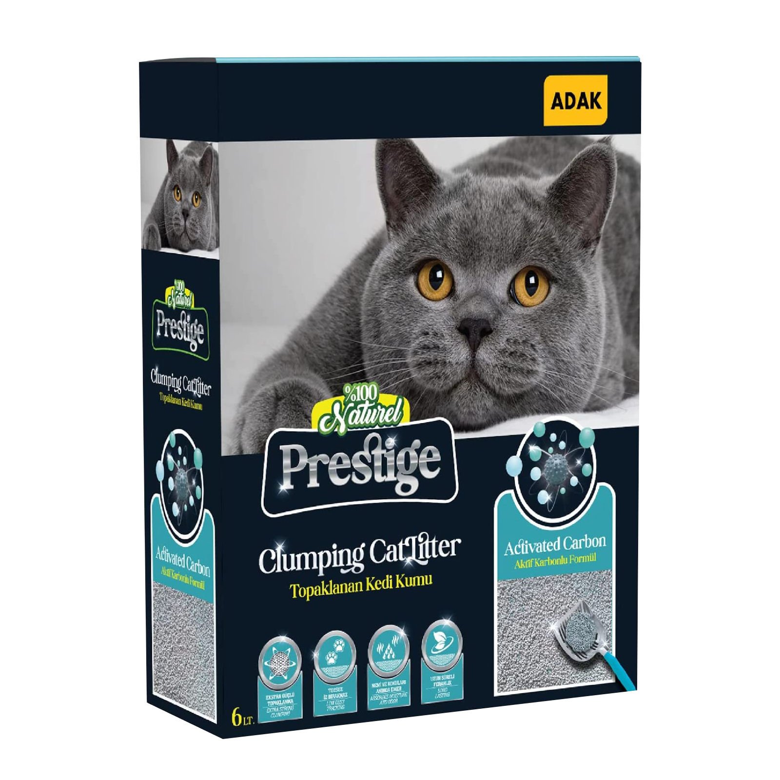Prestige Aktif Karbonlu Topaklanan Kedi Kumu 6 Lt