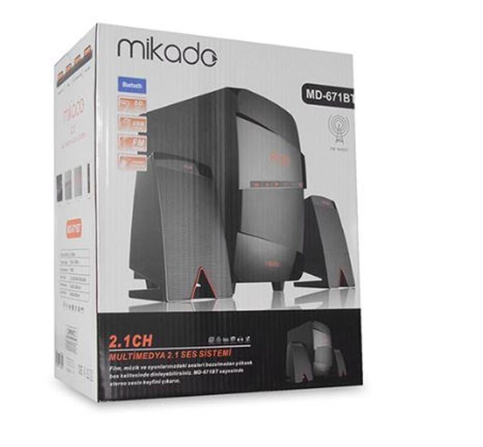 Mikado MD-671BT 2+1 40W RMS Siyah Usb+SD+Fm Destekli Multimedia Bluetooth Speaker