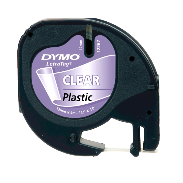 Dymo Letratag Şerit Plastik 12 MMx4 MT Şeffaf Üzerine Siyah 12267