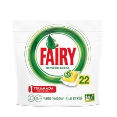 Fairy Hepsi Bir Arada 22 Yıkama Bulaşık Makinesi Deterjanı Kapsülü Limon Kokulu