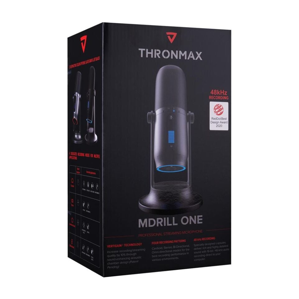 Thronmax M2 MDRILL ONE Siyah USB 48Khz 16Bit HD Stüdyo 4Tip Kayıt RGB 3,5mm Led Type-C Mikrofon
