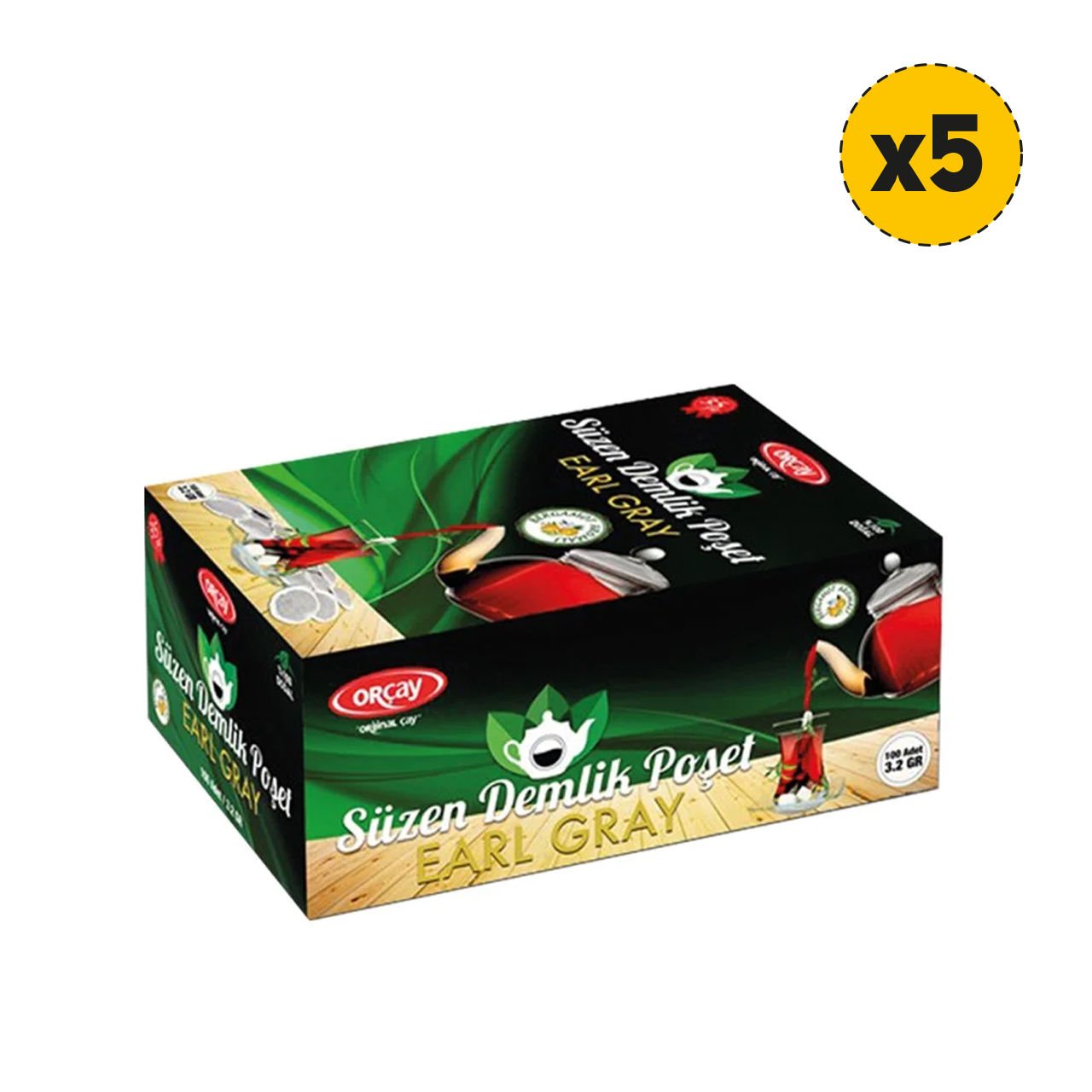 Orçay Demlik Poşet Çay Bergamotlu, 100'lü x 5 Adet (Early Grey)