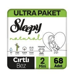 Sleepy Natural Ekonomik Paket Bebek Bezi 2 Numara Mini 68 Adet 3.6 Kg