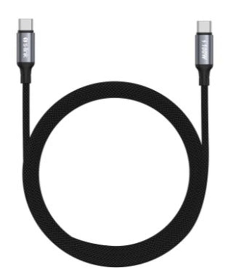 S-link Armor CC-0100 100W 1.2m Type-C to Type-C PD Örgülü Metal Başlıklı Siyah Hızlı Şarj Kablosu