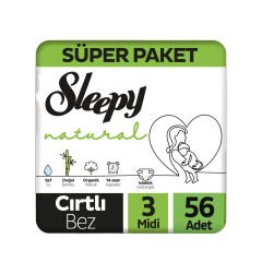 Sleepy Bio Natural Ekonomik Paket Bebek Bezi 3 Numara Midi 56 Adet 4-9 Kg