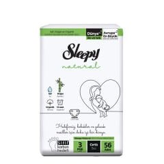 Sleepy Bio Natural Ekonomik Paket Bebek Bezi 3 Numara Midi 56 Adet 4-9 Kg