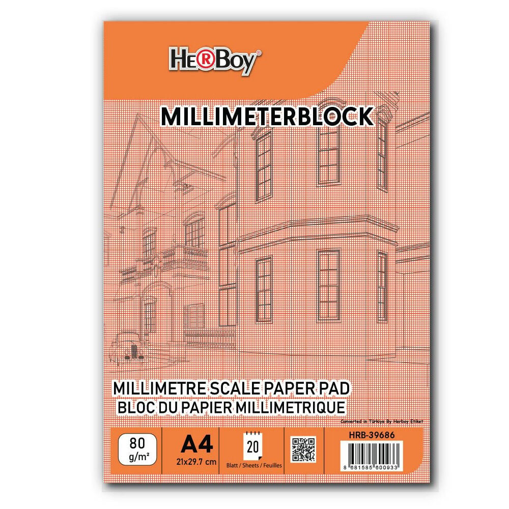 Herboy Milimetrik A4 20 Yp Kırmızı Blok 80 Gr