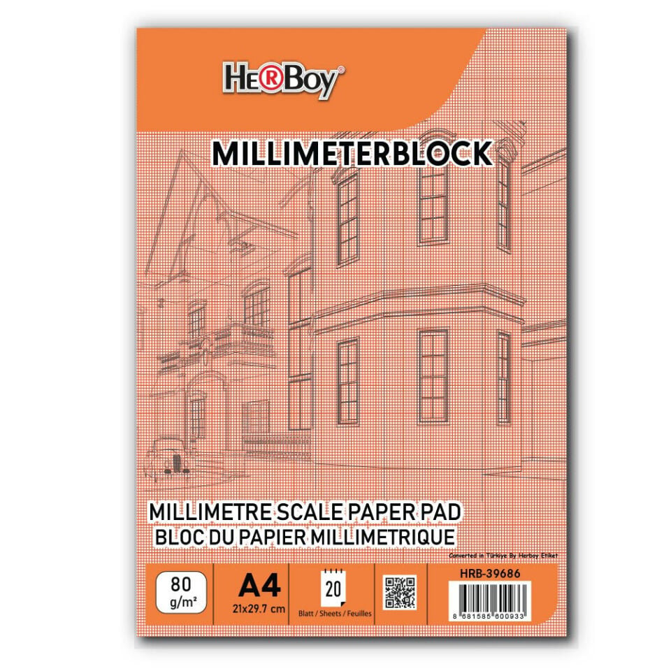 Herboy Milimetrik A4 20 Yp Kırmızı Blok 80 Gr