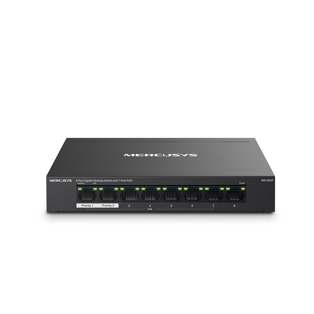 Ürünü Arkadaşına Öner   twitter Tp-Link Mercusys MS108GP 7 Port 10-100-1000 Mbps Poe+ Switch Metal Kas