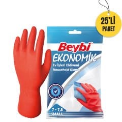 Beybi Ekonomik Temizlik Eldiveni 7-7,5 Beden 25'Lİ PAKET