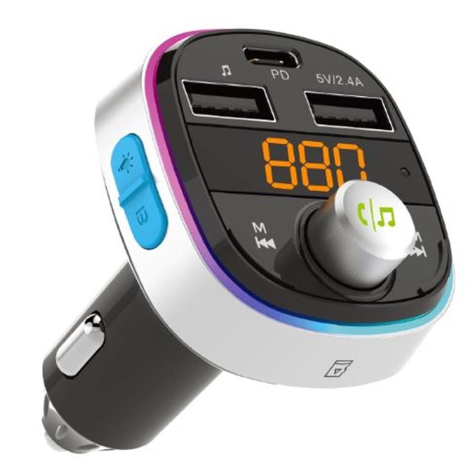 S-link SL-BT601 BT 5.3V Led Ekranlı TF, BT, USB 2 USB 2.4V Type C PD30W Hızlı Şarjlı Fm Transmitter