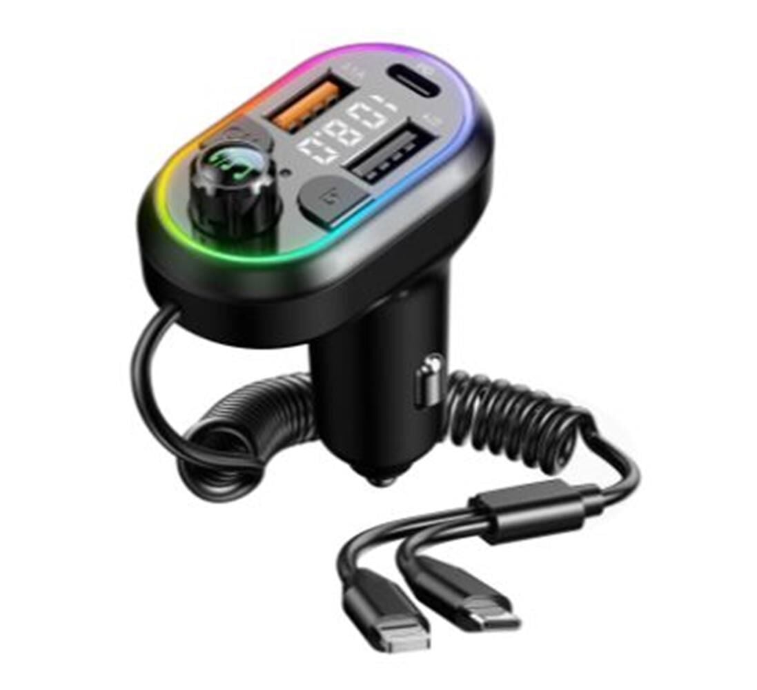 S-link SL-BT307 Çift USB 5V 3.1A-1A Led Işıklı Siyah 2 İn 1 C Port + İphone Bluetooth Fm Transmitter