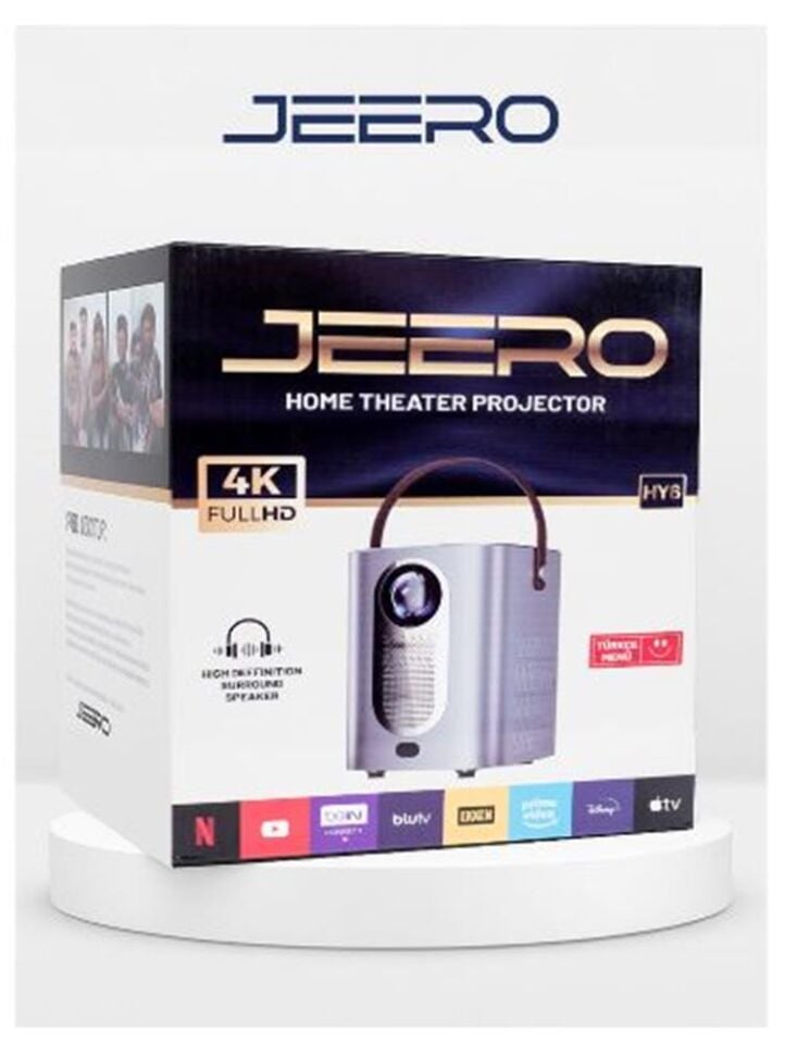 JEERO HY6 4K HOME THEATER4K  PROJEKTÖR (HİSİLİCON 325-QUAD-CORE A53-ANDROID)