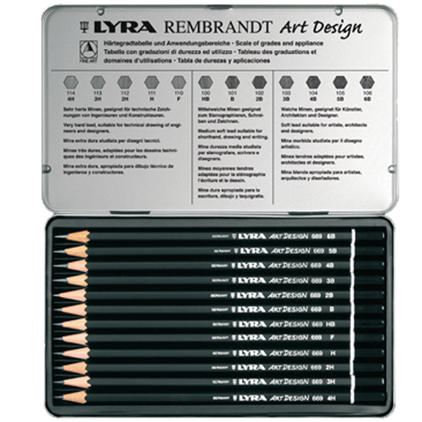 Lyra Kurşun Kalem Rembrandt Art Design Metal 12 Lİ L1111120