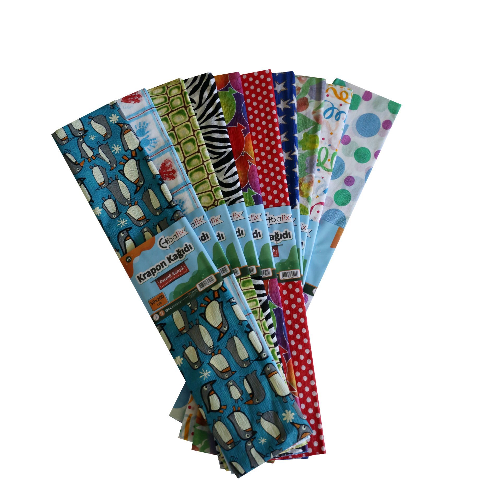 Bafix Krapon Kağıdı 10 LU 50x200 CM Karışık Renk Desenli