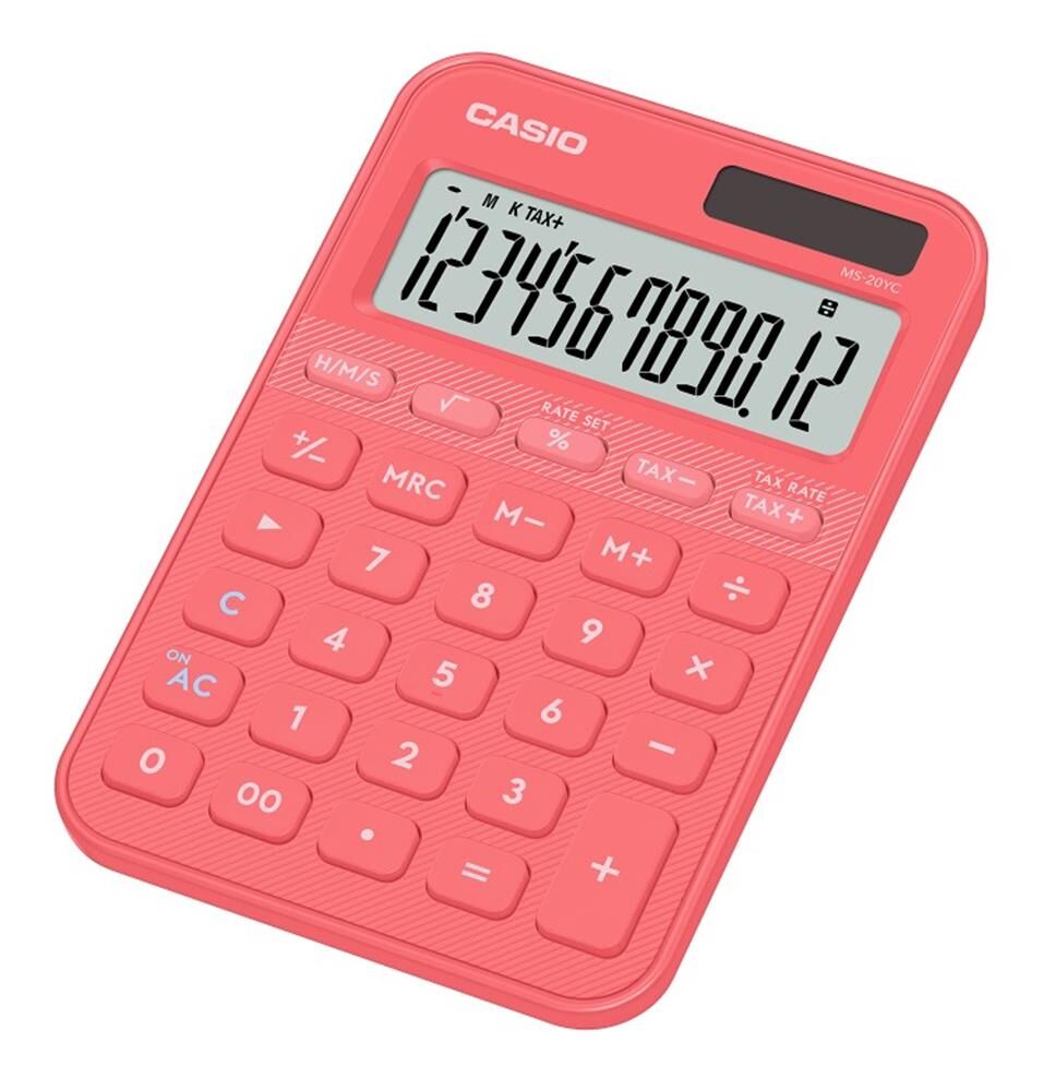 Casio MS-20YC-CL 12 Hane Pembe Masa Üstü Hesap Makinesi