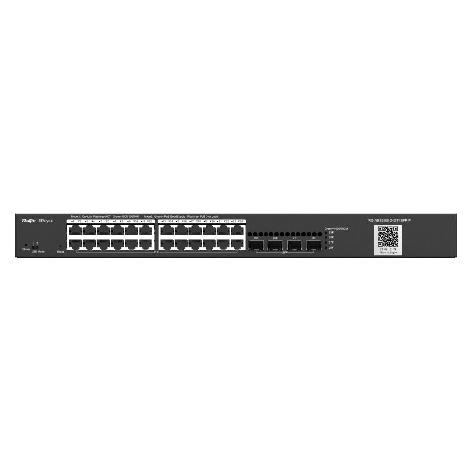Ruijie-Reyee RG-NBS3100-24GT4SFP 24 Port Poe+ 10-100-1000 Mbps + 4 Port SFP L2 Yönetilebilir Switch