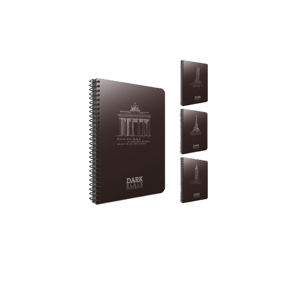 Gıpta Not Defteri Dark Spiralli Plastik Kapak Çizgisiz 50 YP 12x17 2674