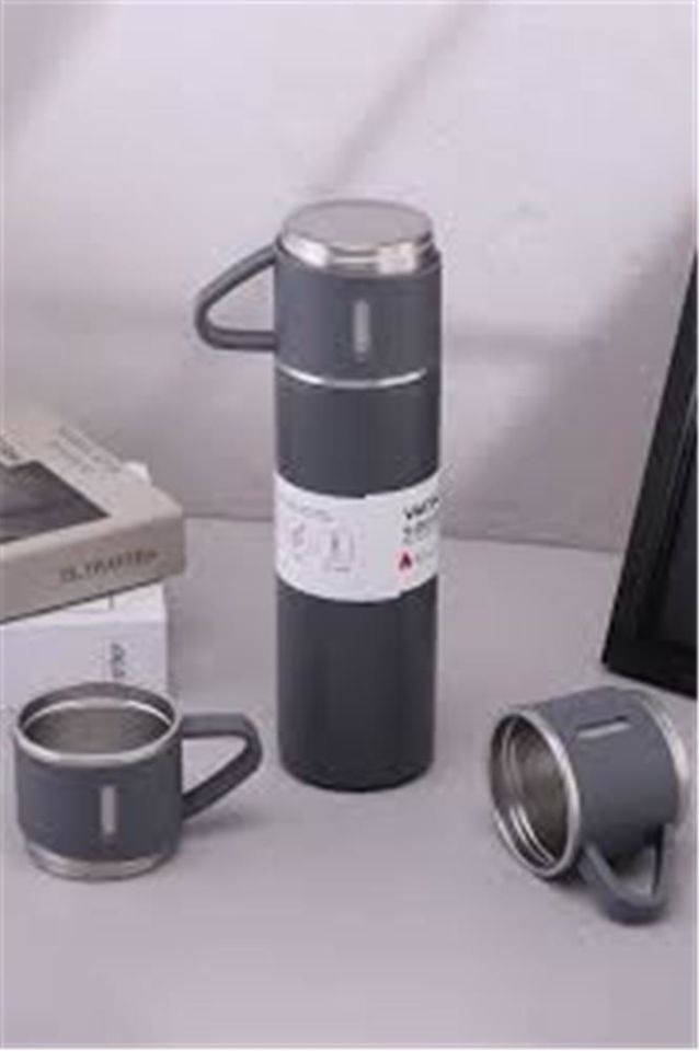 HYTECH HY-TM11 Mat Gri  500ML İç 304 Dış 201 Paslanmaz Çelik Kupa Bardak