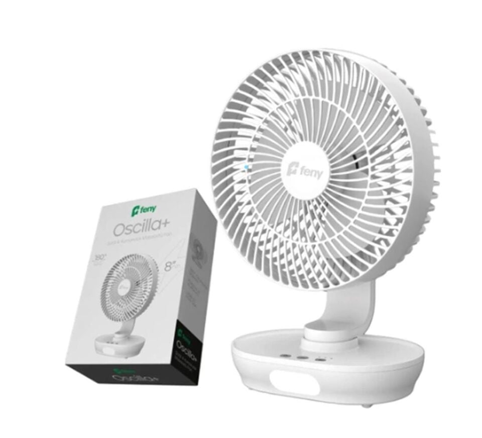 Feny FN-F88 Oscilla 3 Kademe Hız Ayarlı 180° 3000 Mah Şarjlı  8''Masüstü Vantilatör 150° Salınım