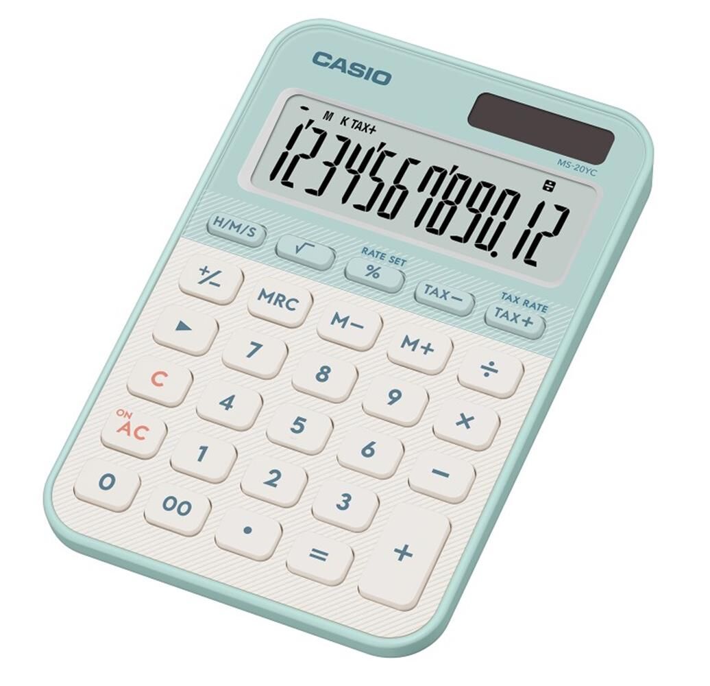 Casio MS-20YC-LG 12 Hane Pastel Yeşil Beyaz Masa Üstü Hesap Makinesi