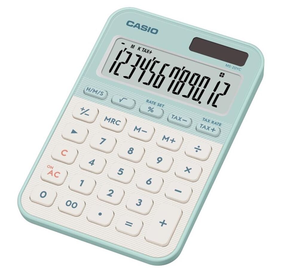 Casio MS-20YC-LG 12 Hane Pastel Yeşil Beyaz Masa Üstü Hesap Makinesi