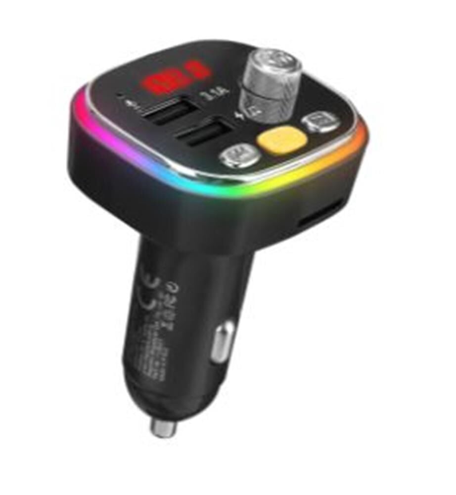 S-link SL-BT306 Çift USB 5V 3.1A Rainbow Işıklı Led Ekran TF Kartlı V5.0 Bluetooth Fm Transmitter