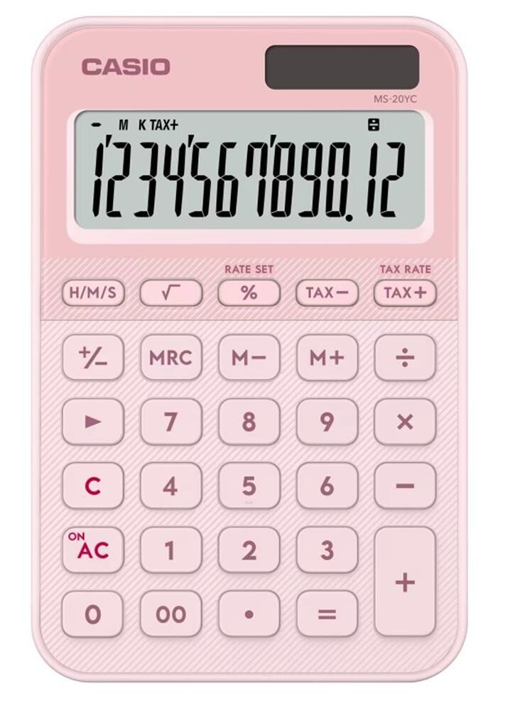 Casio MS-20YC-LP 12 Hane Açık Pembe Masa Üstü Hesap Makinesi