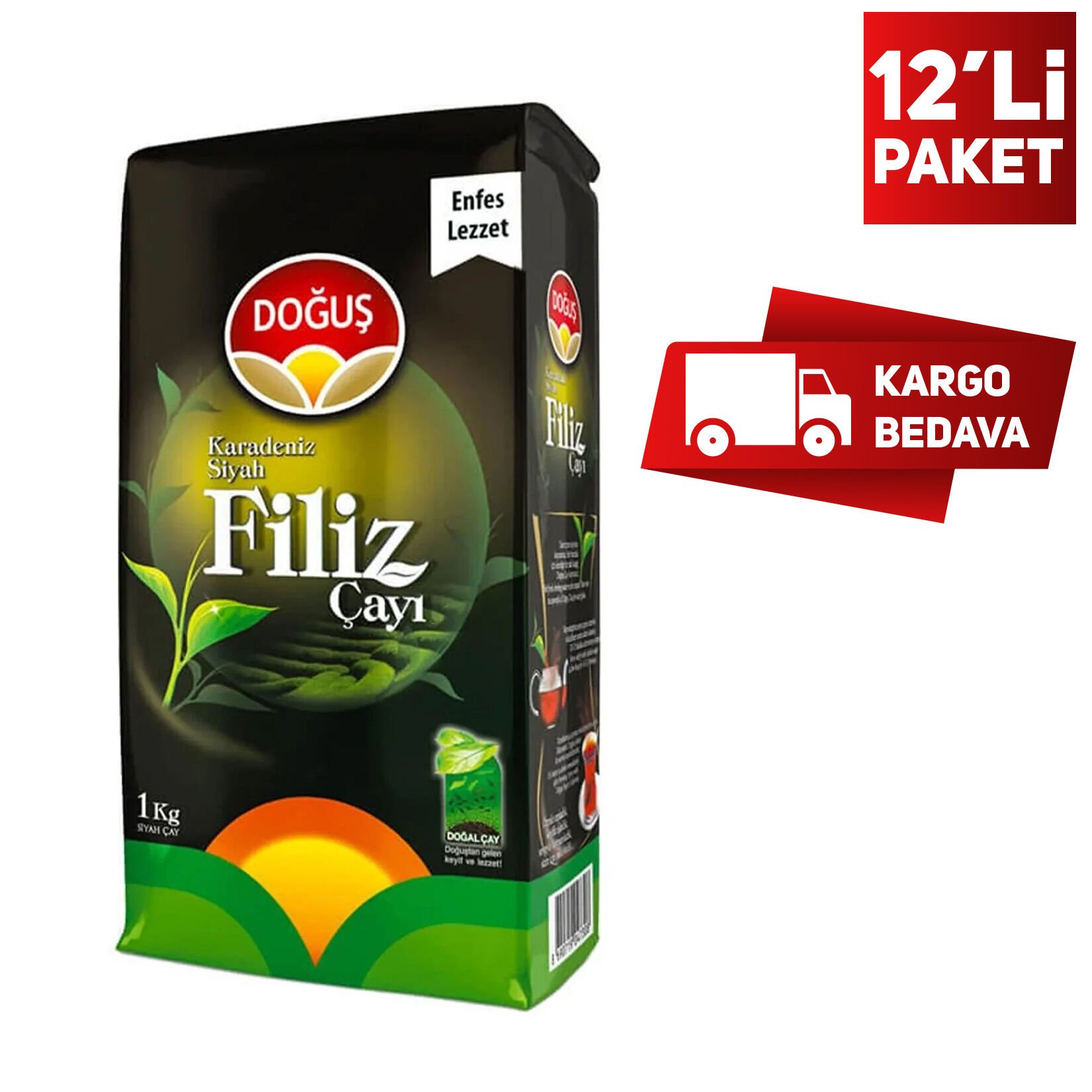 Doğuş Karadeniz Siyah Filiz Çayı 1000 Gr x 12 Adet