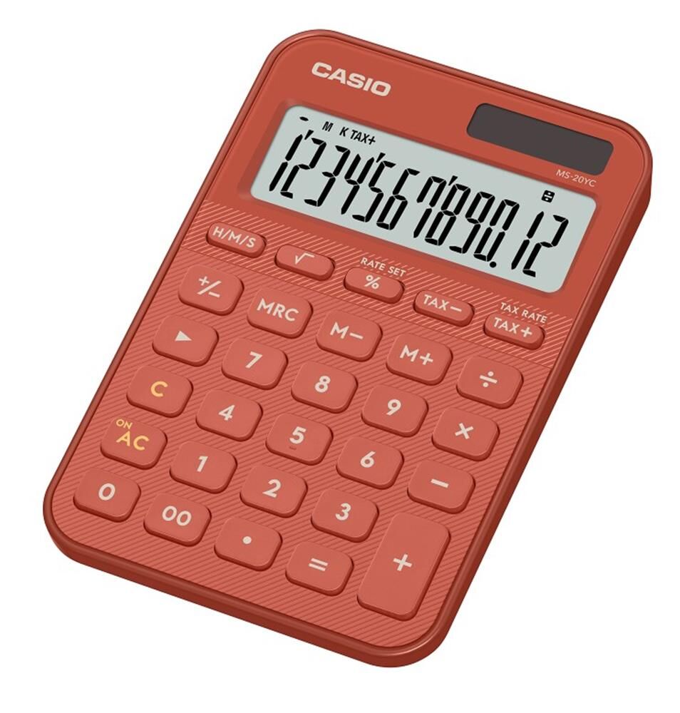 Casio MS-20YC-RD 12 Hane Kırmızı Masa Üstü Hesap Makinesi
