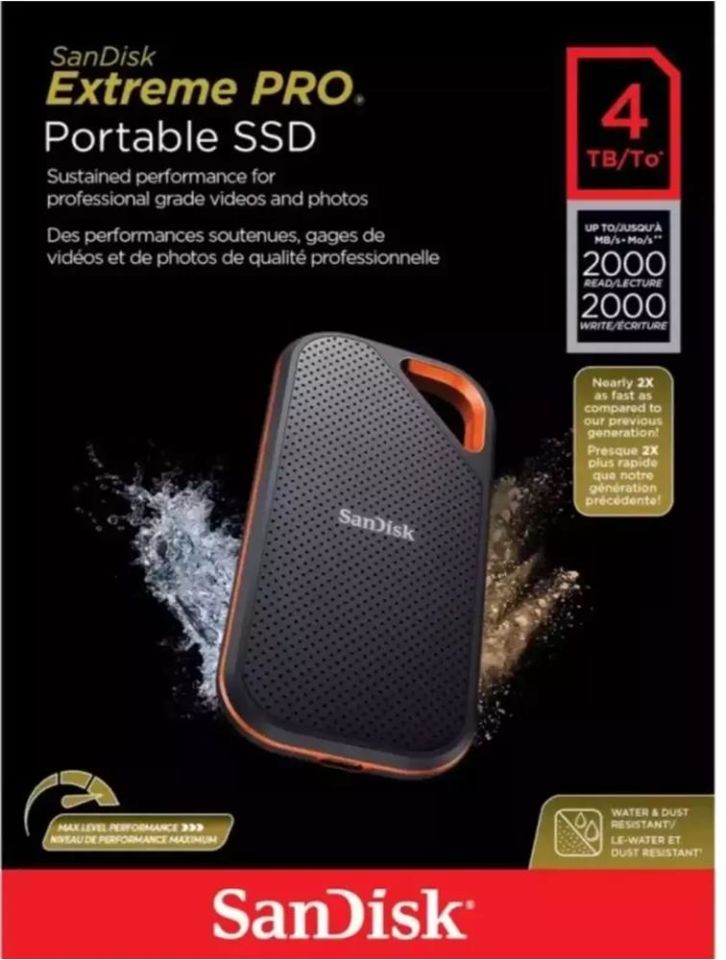 Sandisk 4TB Extreme PRO V2 SDSSDE81-4T00-G25 2000MB-s Taşınabilir SSD